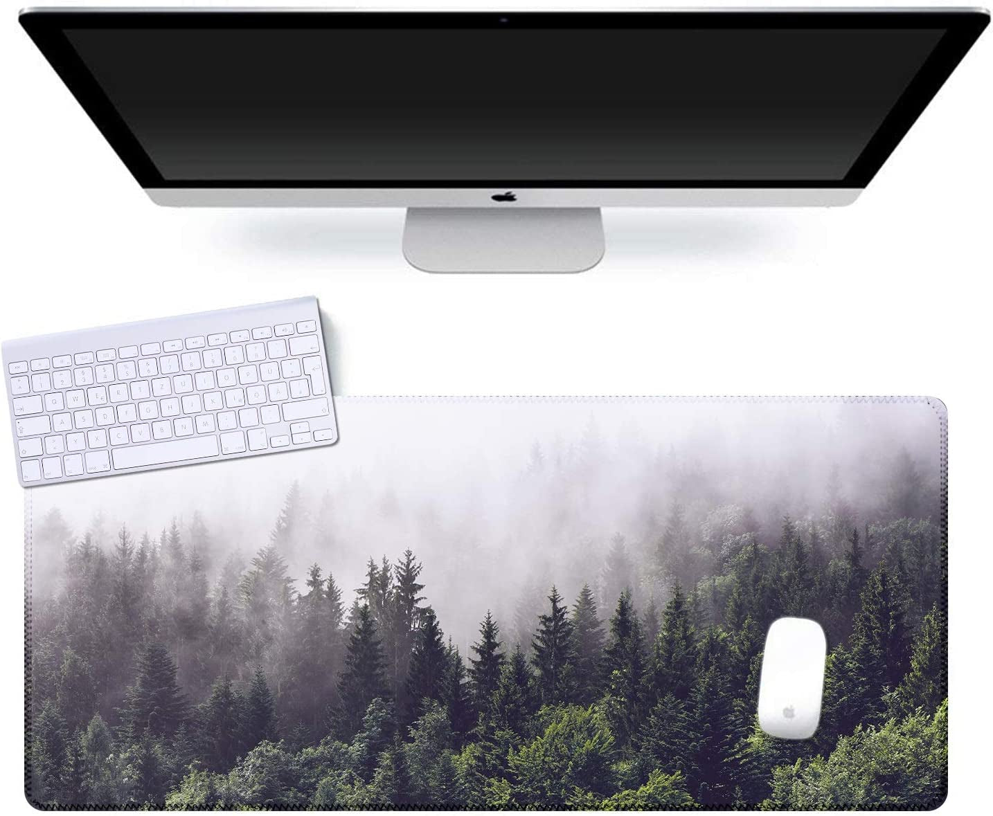 Extended Gaming Mouse Pad, Large Non-Slip Rubber Base Mousepad with Stitched Edges, Waterproof Keyboard Mouse Mat Desk Pad for Work, Game, Office, Home - Forest (Extended X-Large)