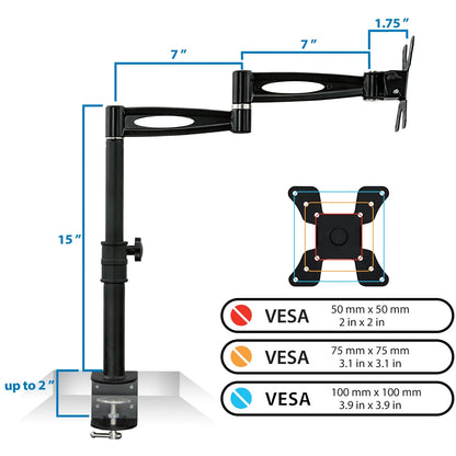 Single Monitor Desk Mount Arm | Full Motion Monitor Mount | Fits 21-30 Inch Screens