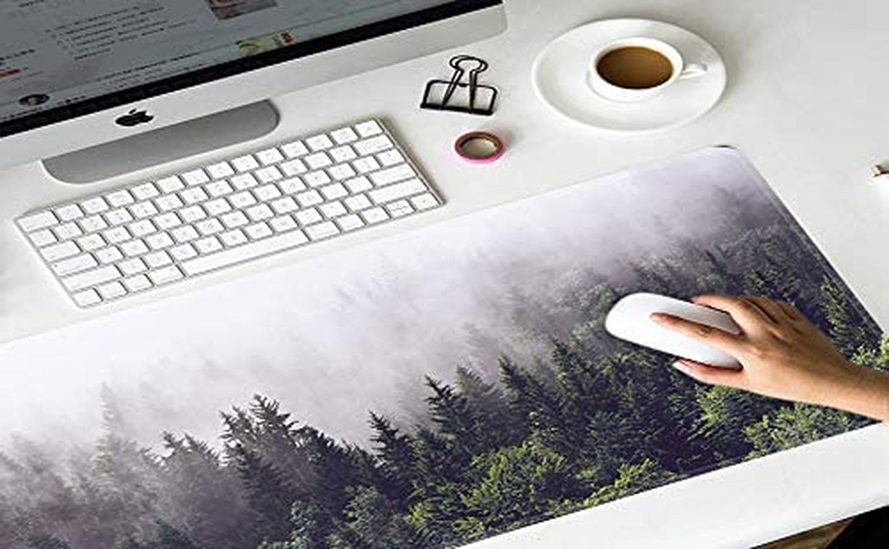 Extended Gaming Mouse Pad, Large Non-Slip Rubber Base Mousepad with Stitched Edges, Waterproof Keyboard Mouse Mat Desk Pad for Work, Game, Office, Home - Forest (Extended X-Large)